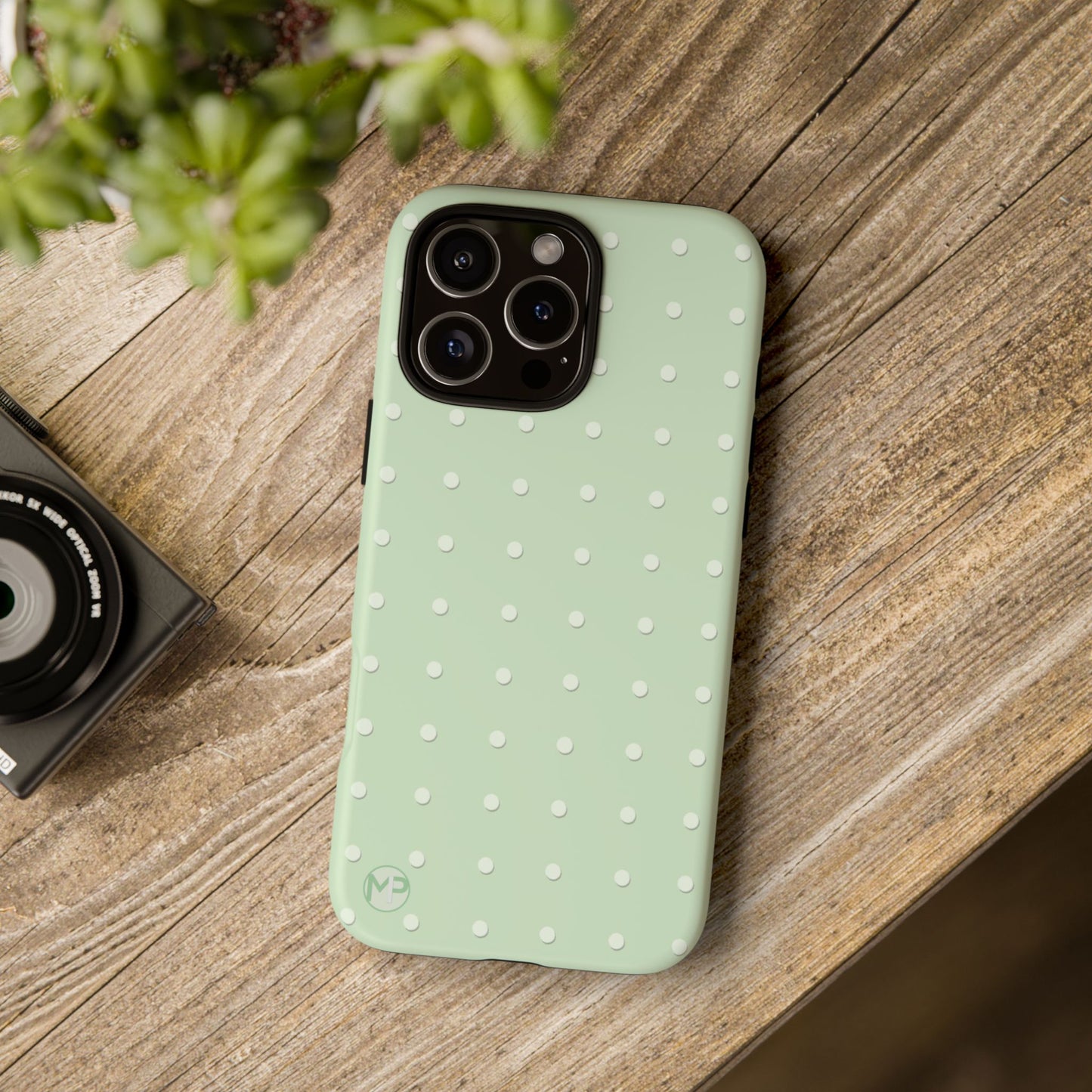 Mint Dot Tough Phone Case — Protective Polka Dot iPhone Cover