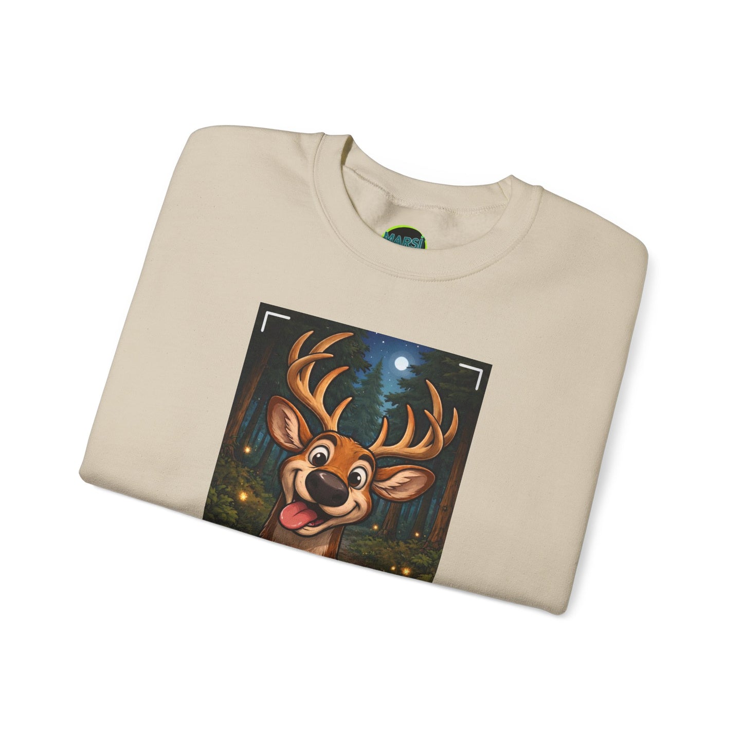 Deer Portrait Crewneck Sweatshirt — Playful Forest Buck Graphic