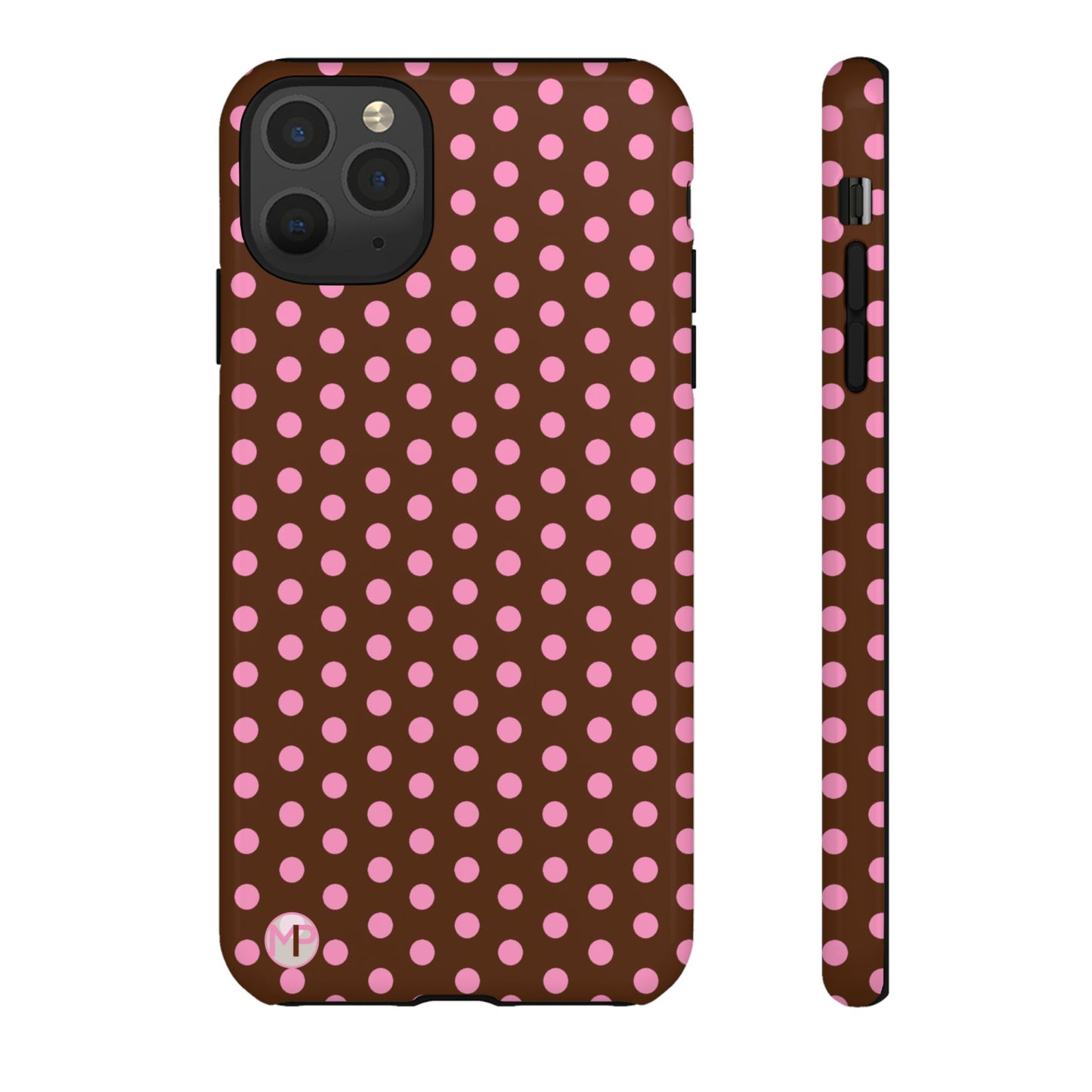Polka Dot Tough Case — Brown with Pink Dots Phone Case