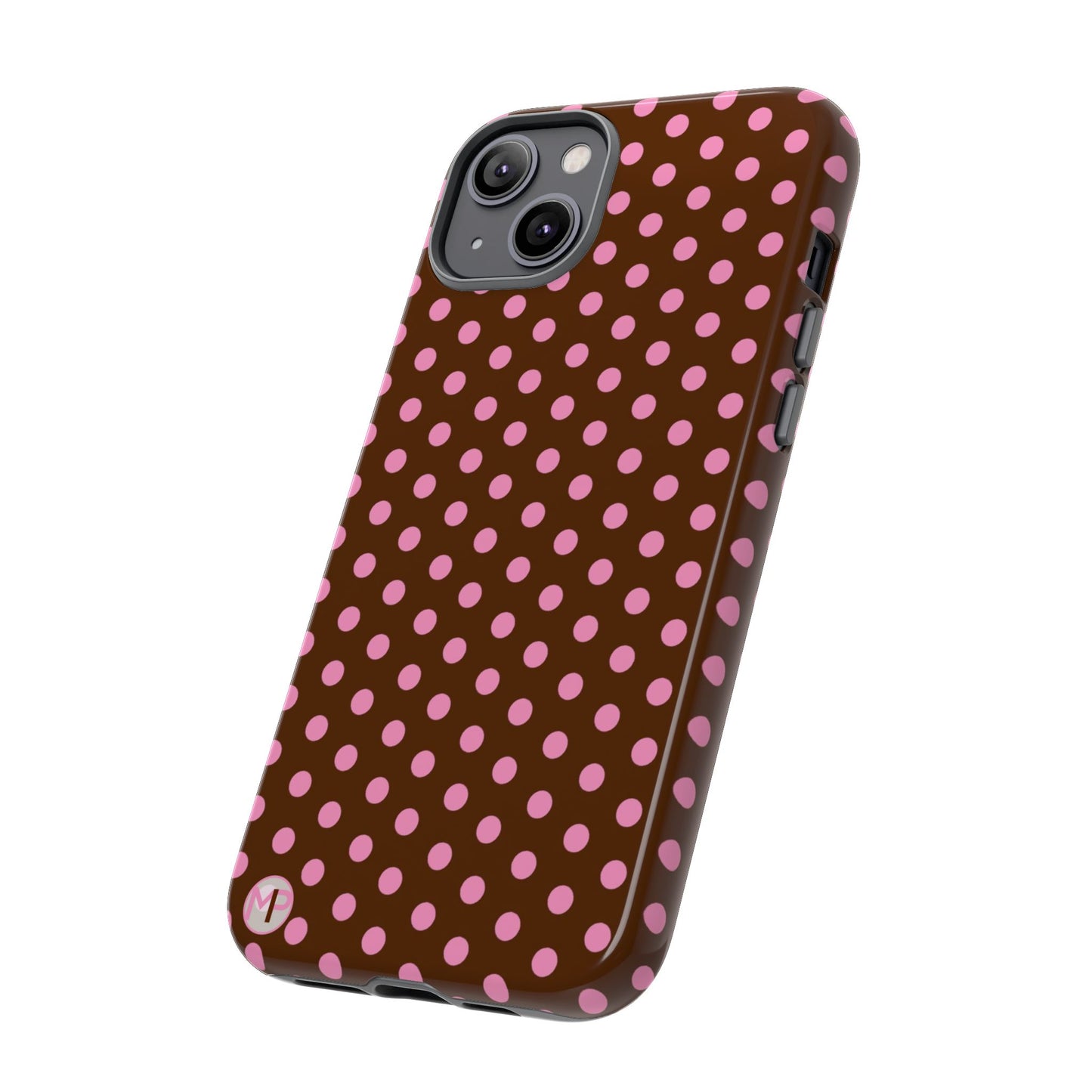 Polka Dot Tough Case — Brown with Pink Dots Phone Case