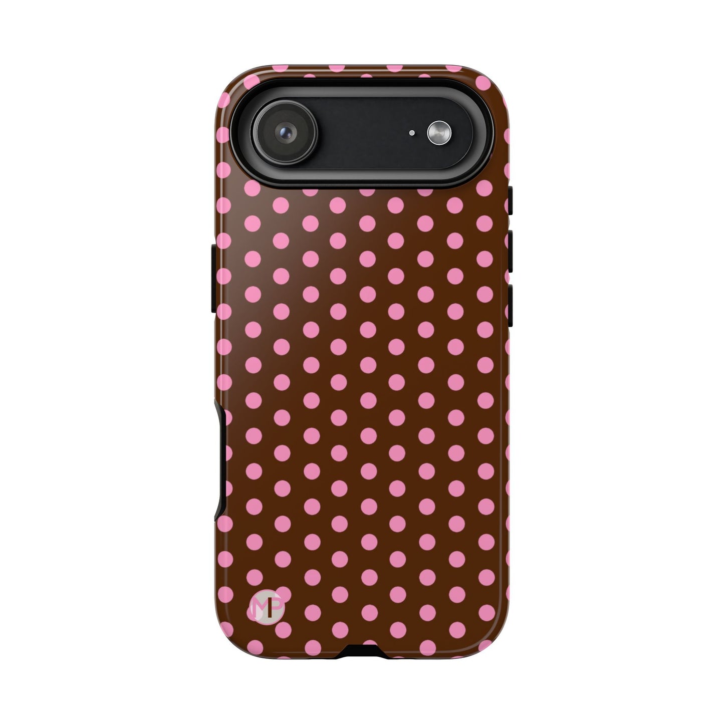 Polka Dot Tough Case — Brown with Pink Dots Phone Case
