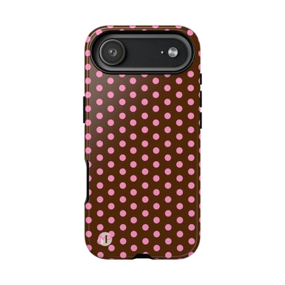 Polka Dot Tough Case — Brown with Pink Dots Phone Case