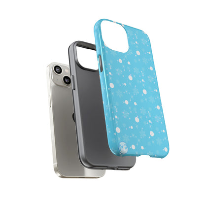 Snowflake Pattern Tough Phone Case — Blue Winter Snow Dots Protective Cover