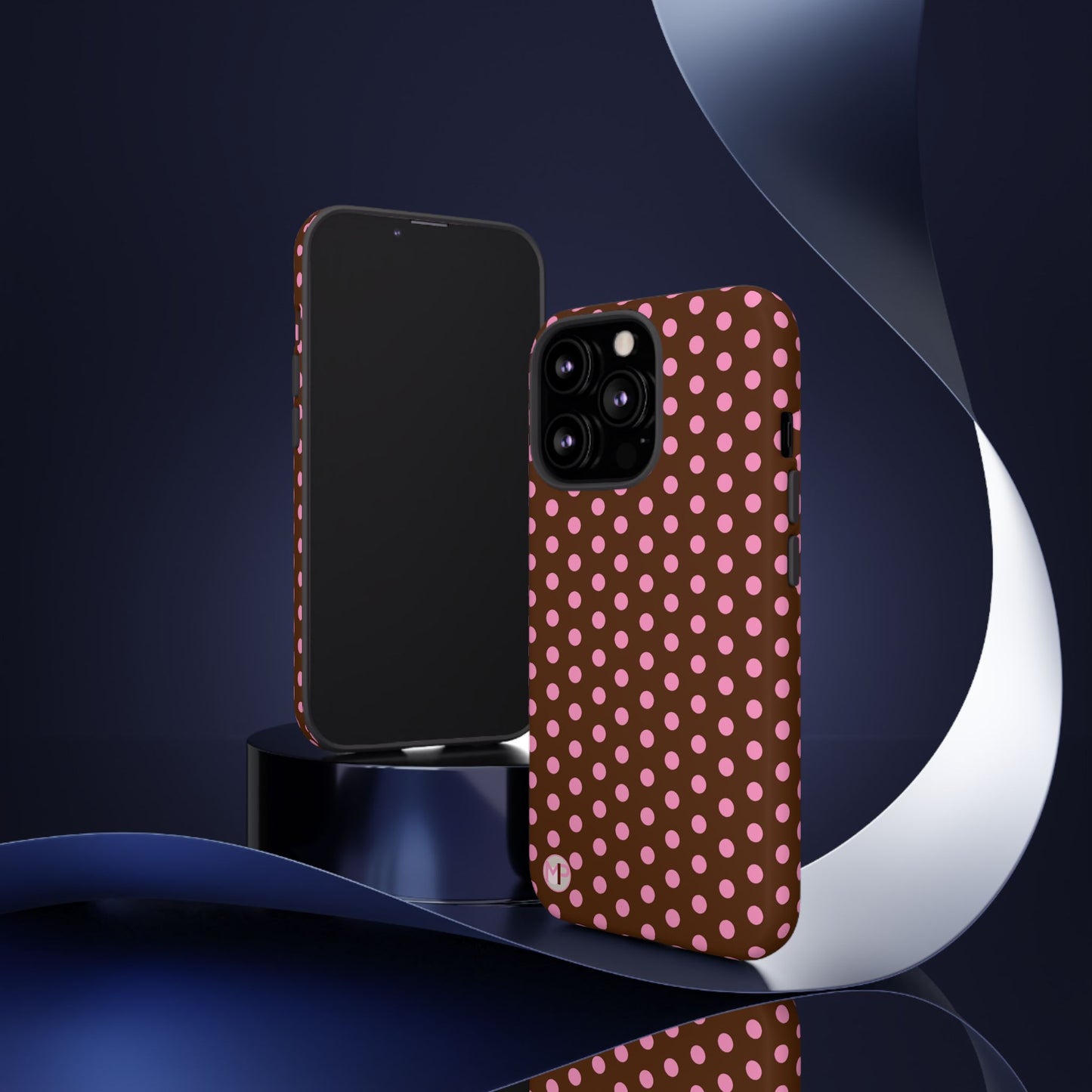 Polka Dot Tough Case — Brown with Pink Dots Phone Case