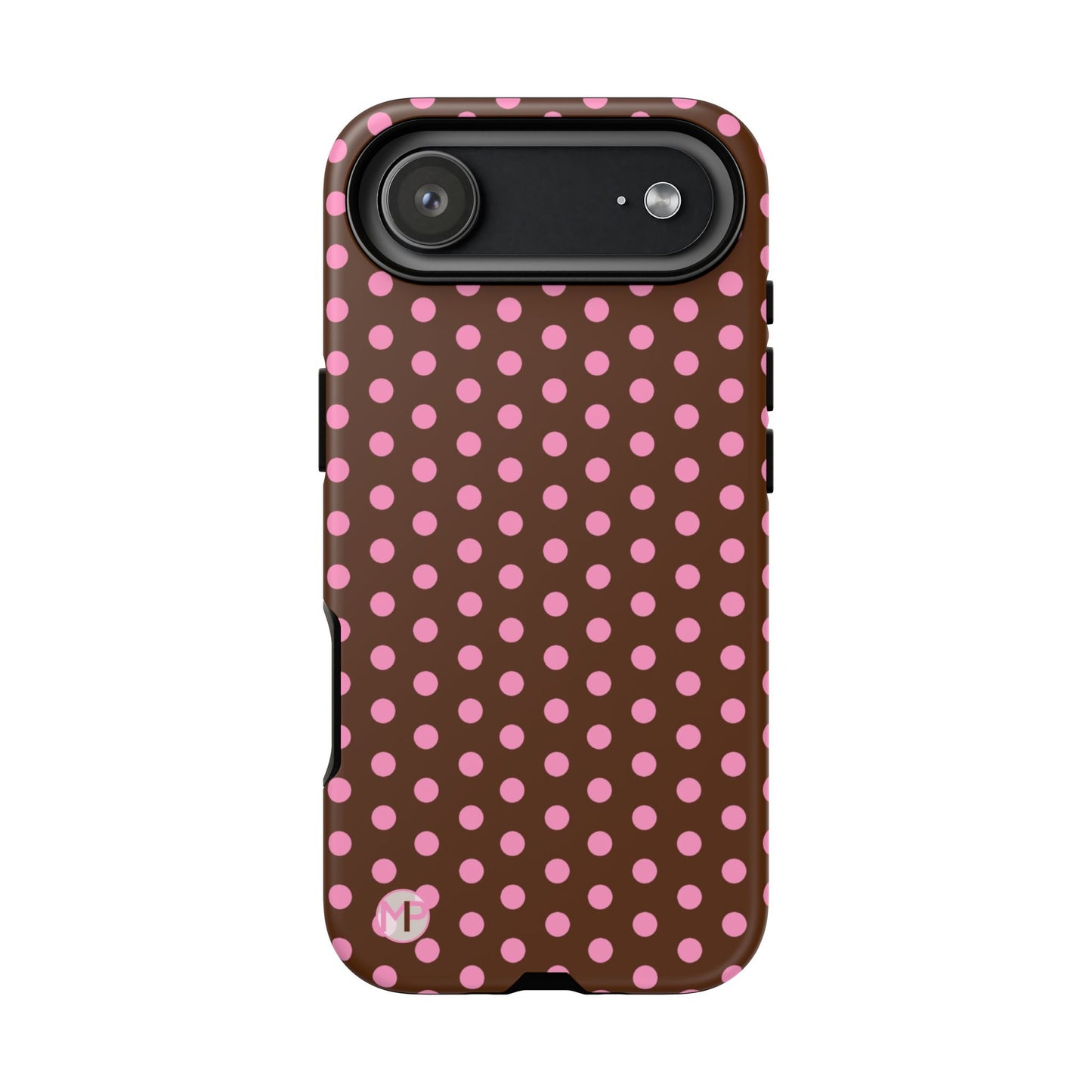 Polka Dot Tough Case — Brown with Pink Dots Phone Case