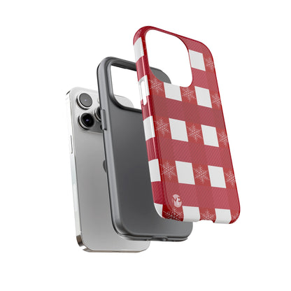 Holiday Red Buffalo Plaid Tough Phone Case — Snowflake Pattern