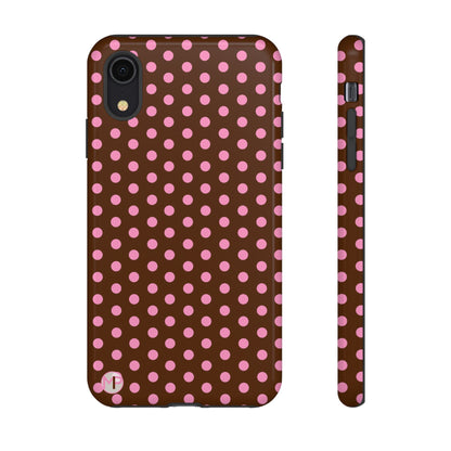 Polka Dot Tough Case — Brown with Pink Dots Phone Case