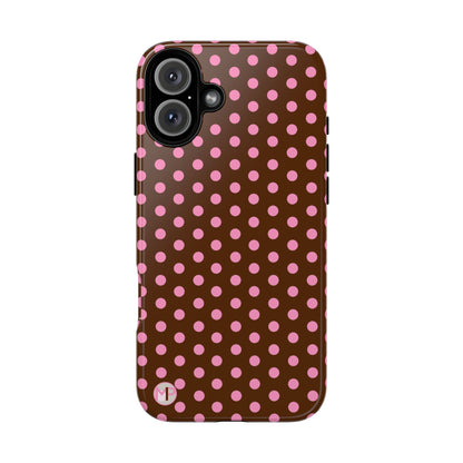 Polka Dot Tough Case — Brown with Pink Dots Phone Case