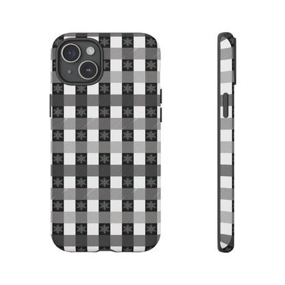 Buffalo Plaid Winter Phone Case — Black & White Checked Tough Case