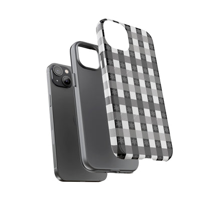Buffalo Plaid Winter Phone Case — Black & White Checked Tough Case
