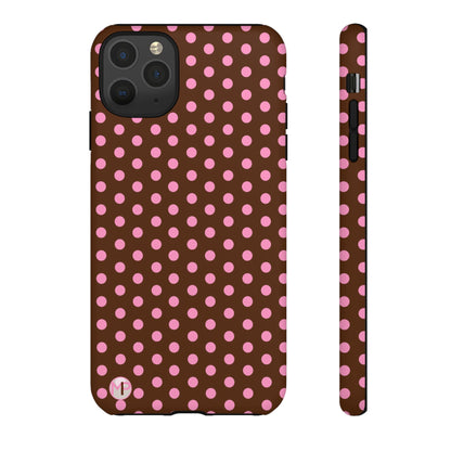 Polka Dot Tough Case — Brown with Pink Dots Phone Case