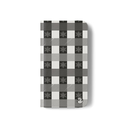 Black Buffalo Check Flip Phone Case — Plaid Wallet Flip Case with Card Slots