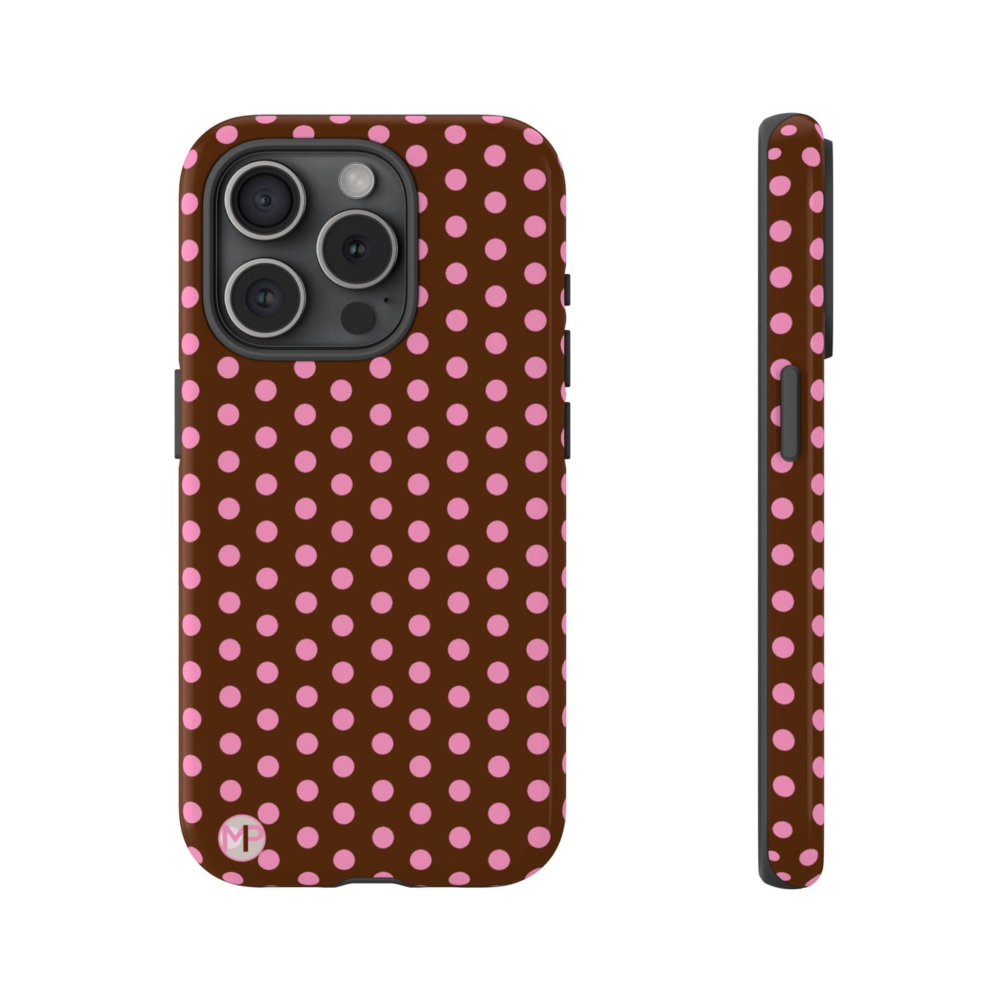 Polka Dot Tough Case — Brown with Pink Dots Phone Case