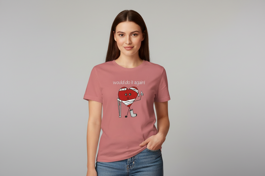 Would Do It Again Heart Tee — Funny Broken Heart Cartoon T‑Shirt