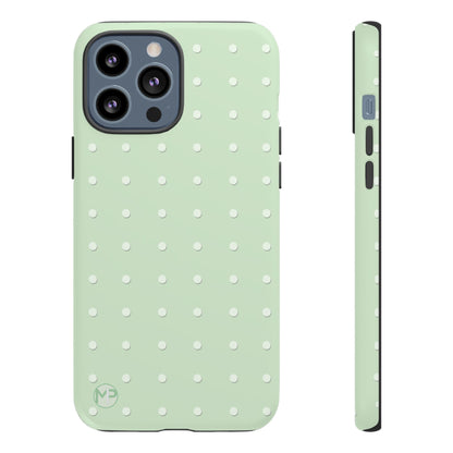 Mint Dot Tough Phone Case — Protective Polka Dot iPhone Cover
