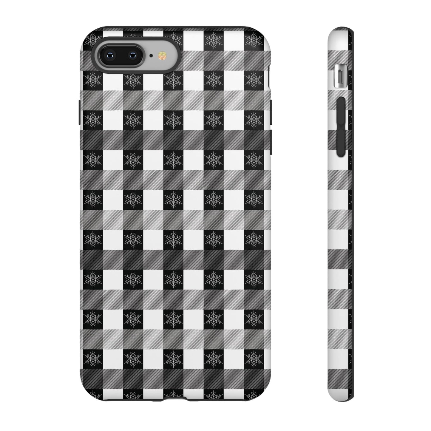Buffalo Plaid Winter Phone Case — Black & White Checked Tough Case