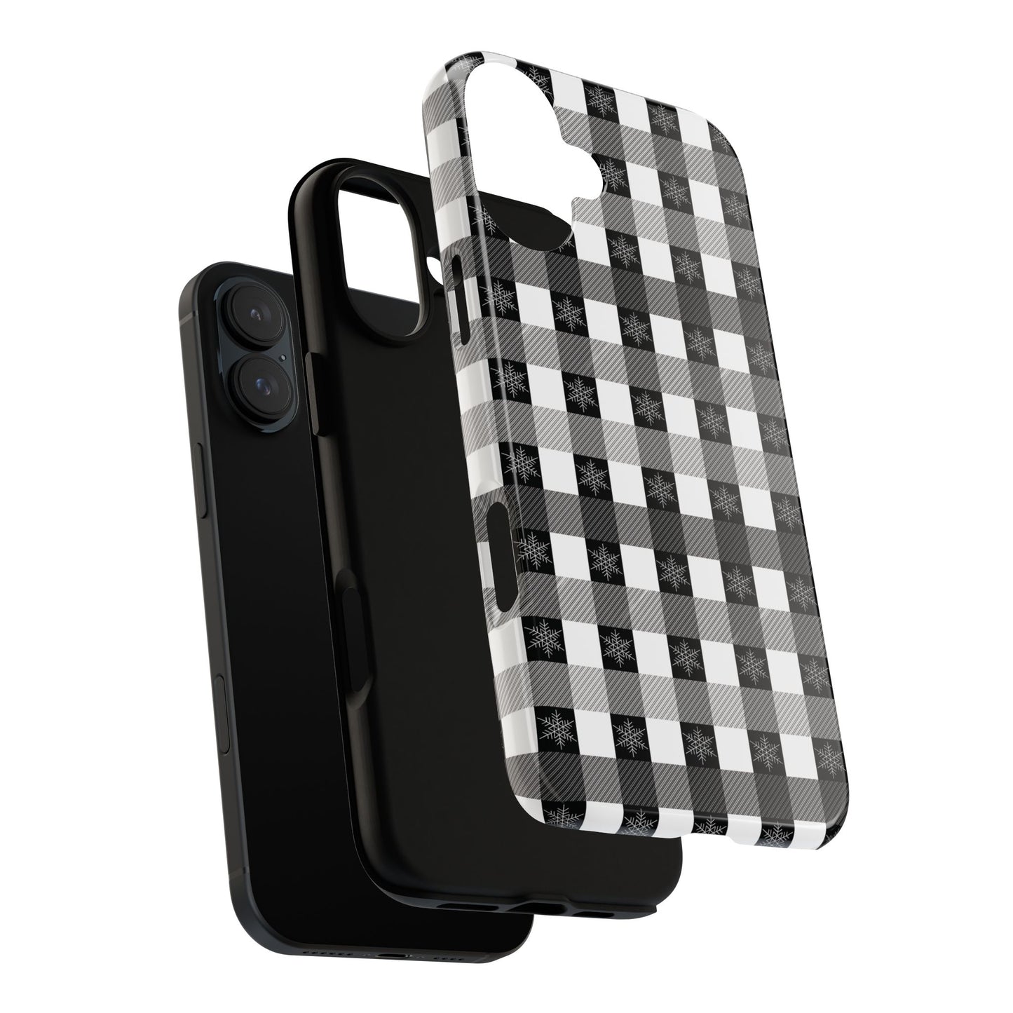 Buffalo Plaid Winter Phone Case — Black & White Checked Tough Case