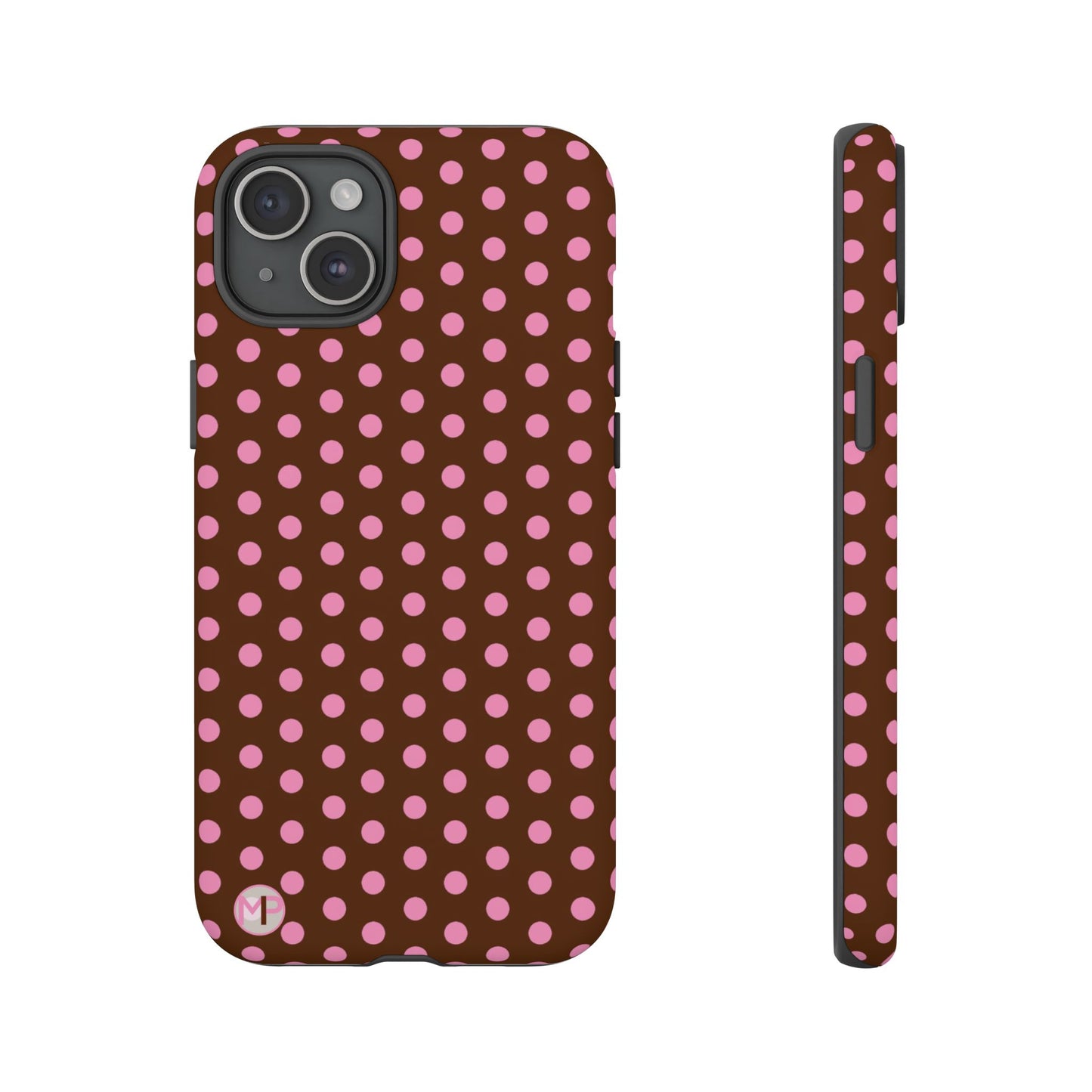 Polka Dot Tough Case — Brown with Pink Dots Phone Case