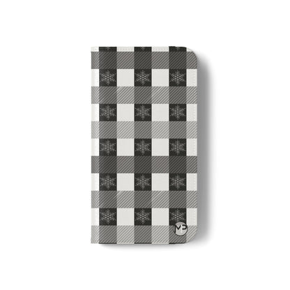 Black Buffalo Check Flip Phone Case — Plaid Wallet Flip Case with Card Slots