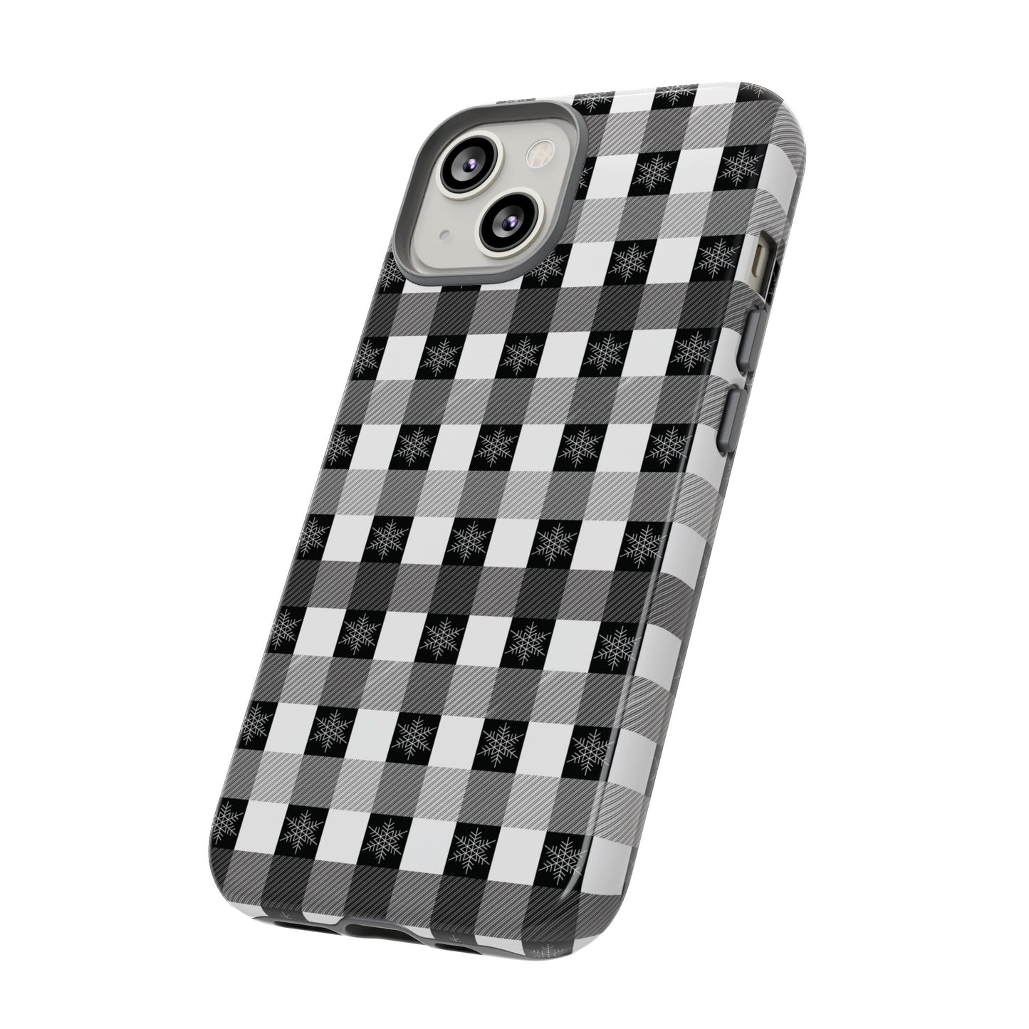 Buffalo Plaid Winter Phone Case — Black & White Checked Tough Case