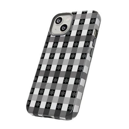 Buffalo Plaid Winter Phone Case — Black & White Checked Tough Case