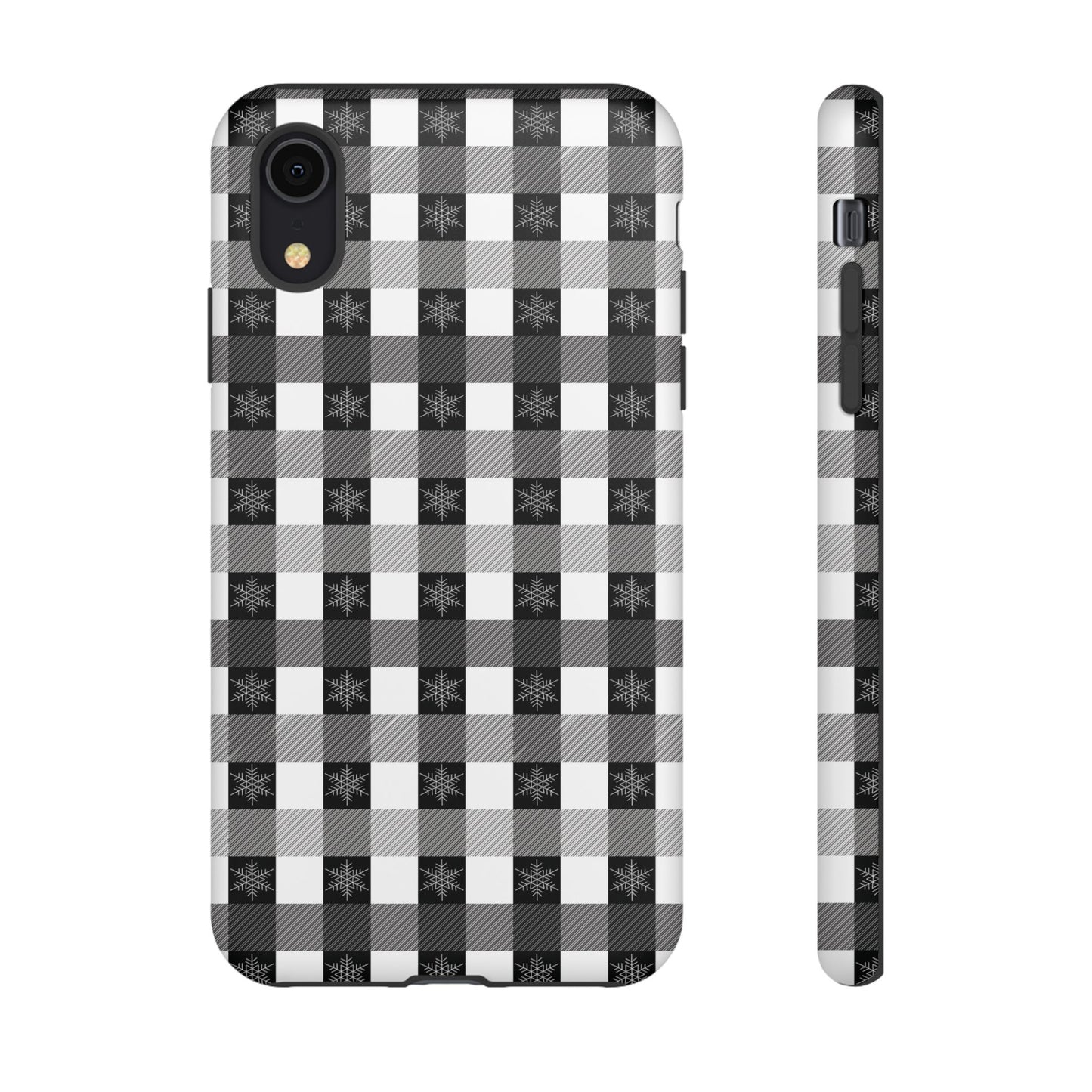 Buffalo Plaid Winter Phone Case — Black & White Checked Tough Case