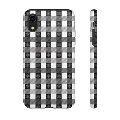 Buffalo Plaid Winter Phone Case — Black & White Checked Tough Case