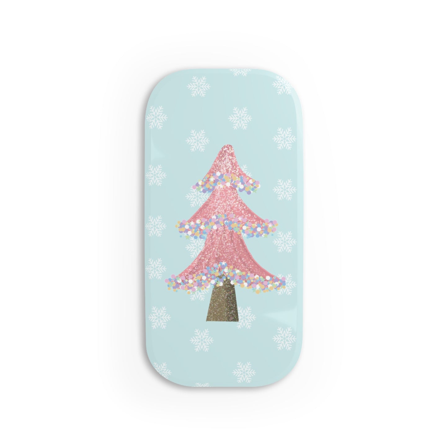Pink Glitter Christmas Tree Phone Grip — Holiday Phone Stand & Click-On Grip