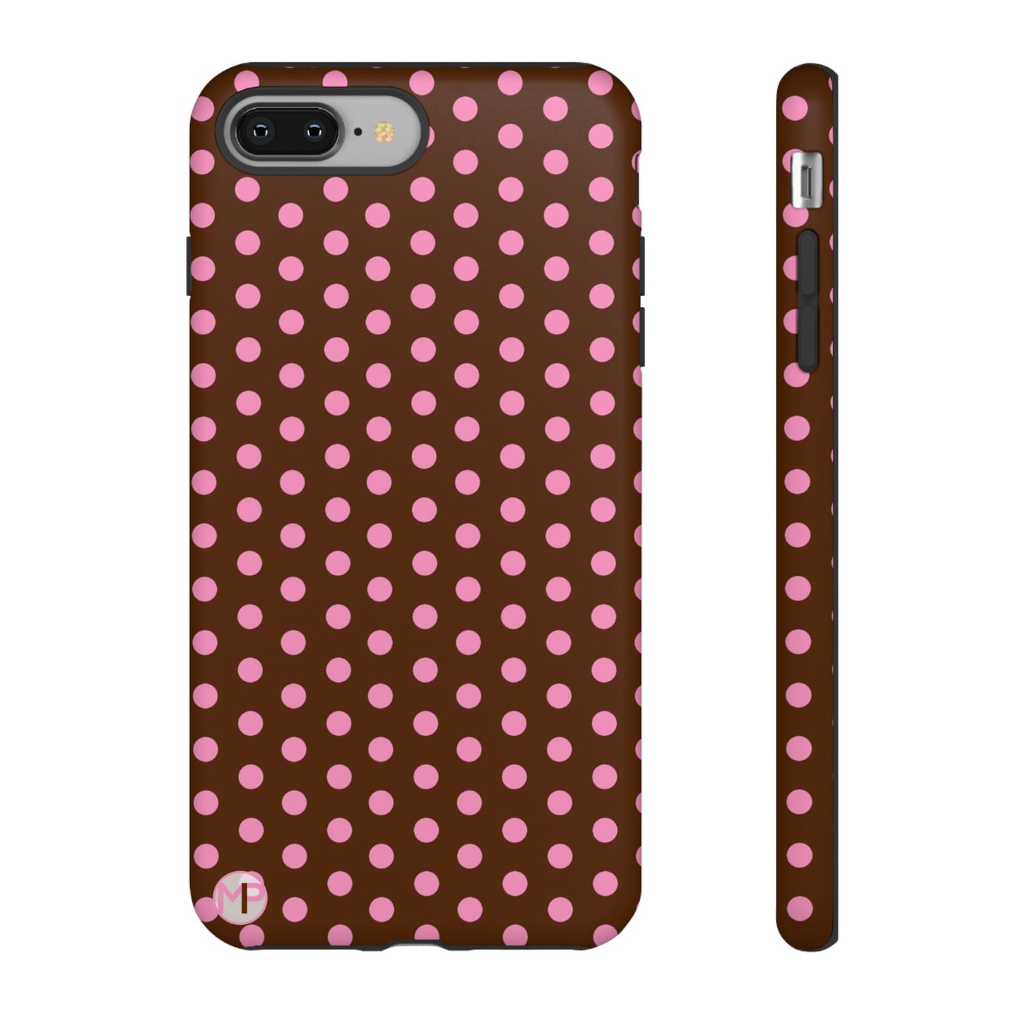 Polka Dot Tough Case — Brown with Pink Dots Phone Case