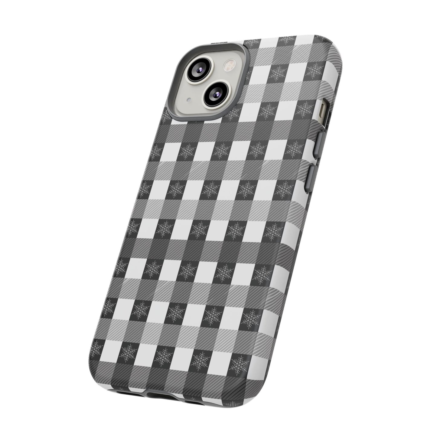 Buffalo Plaid Winter Phone Case — Black & White Checked Tough Case