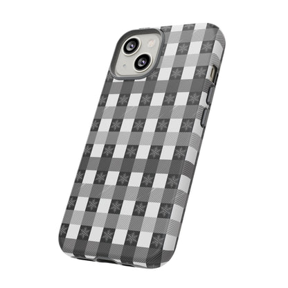 Buffalo Plaid Winter Phone Case — Black & White Checked Tough Case