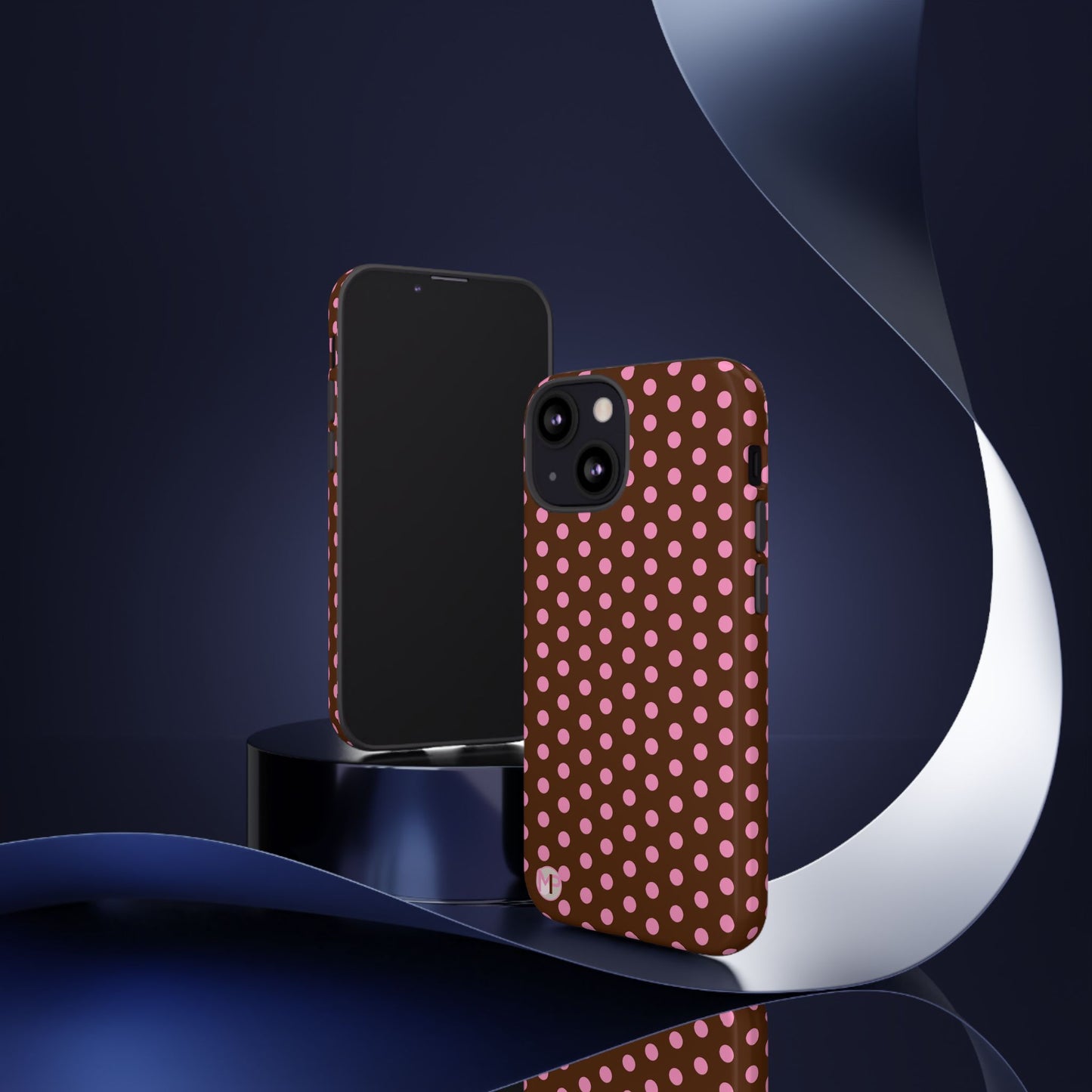 Polka Dot Tough Case — Brown with Pink Dots Phone Case