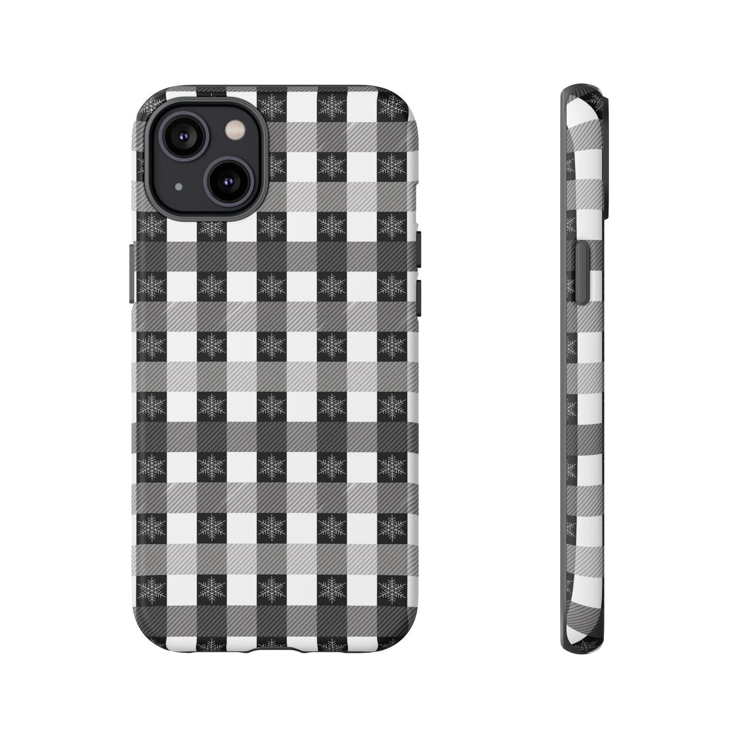 Buffalo Plaid Winter Phone Case — Black & White Checked Tough Case