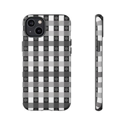Buffalo Plaid Winter Phone Case — Black & White Checked Tough Case