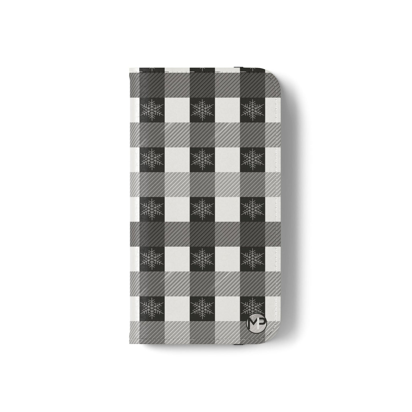 Black Buffalo Check Flip Phone Case — Plaid Wallet Flip Case with Card Slots