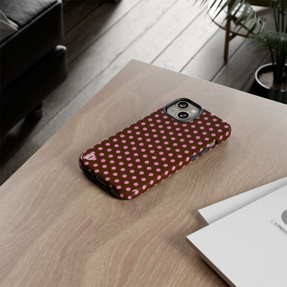 Polka Dot Tough Case — Brown with Pink Dots Phone Case