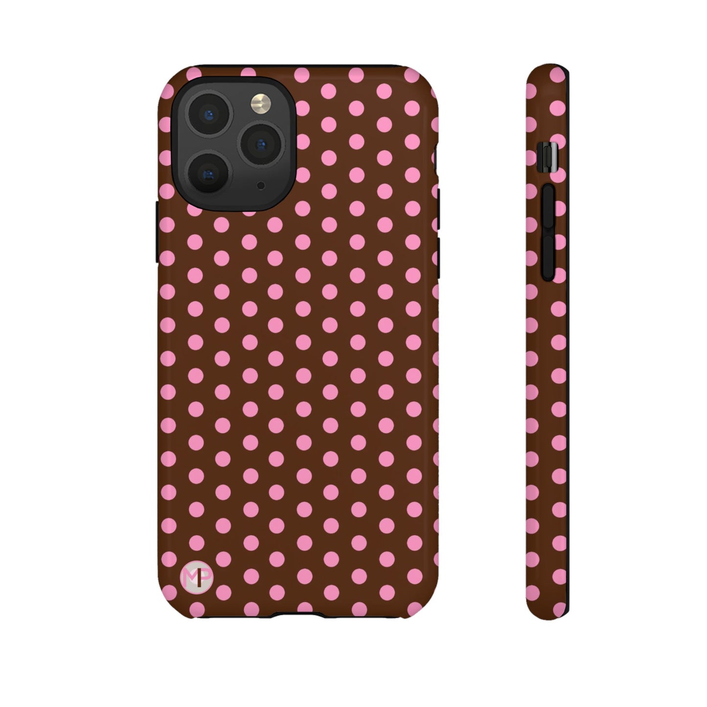 Polka Dot Tough Case — Brown with Pink Dots Phone Case