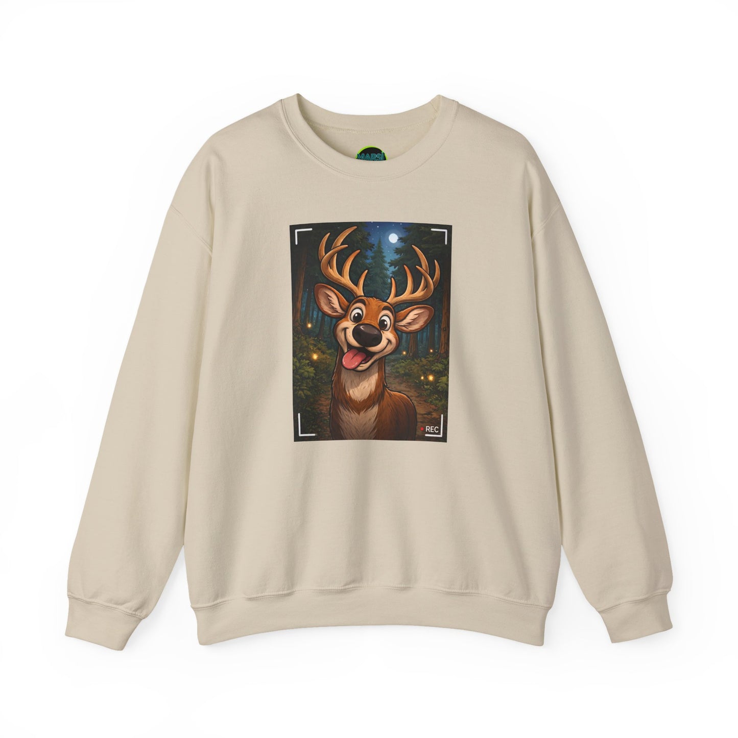 Deer Portrait Crewneck Sweatshirt — Playful Forest Buck Graphic