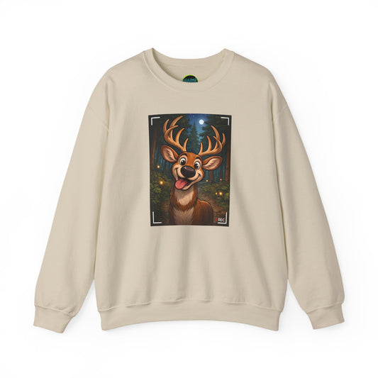 Deer Portrait Crewneck Sweatshirt — Playful Forest Buck Graphic