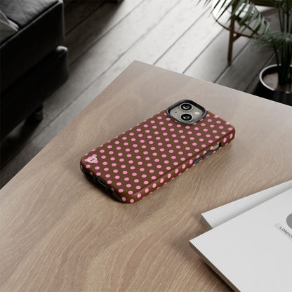 Polka Dot Tough Case — Brown with Pink Dots Phone Case