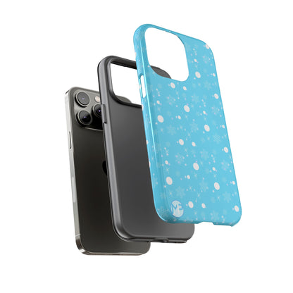 Snowflake Pattern Tough Phone Case — Blue Winter Snow Dots Protective Cover