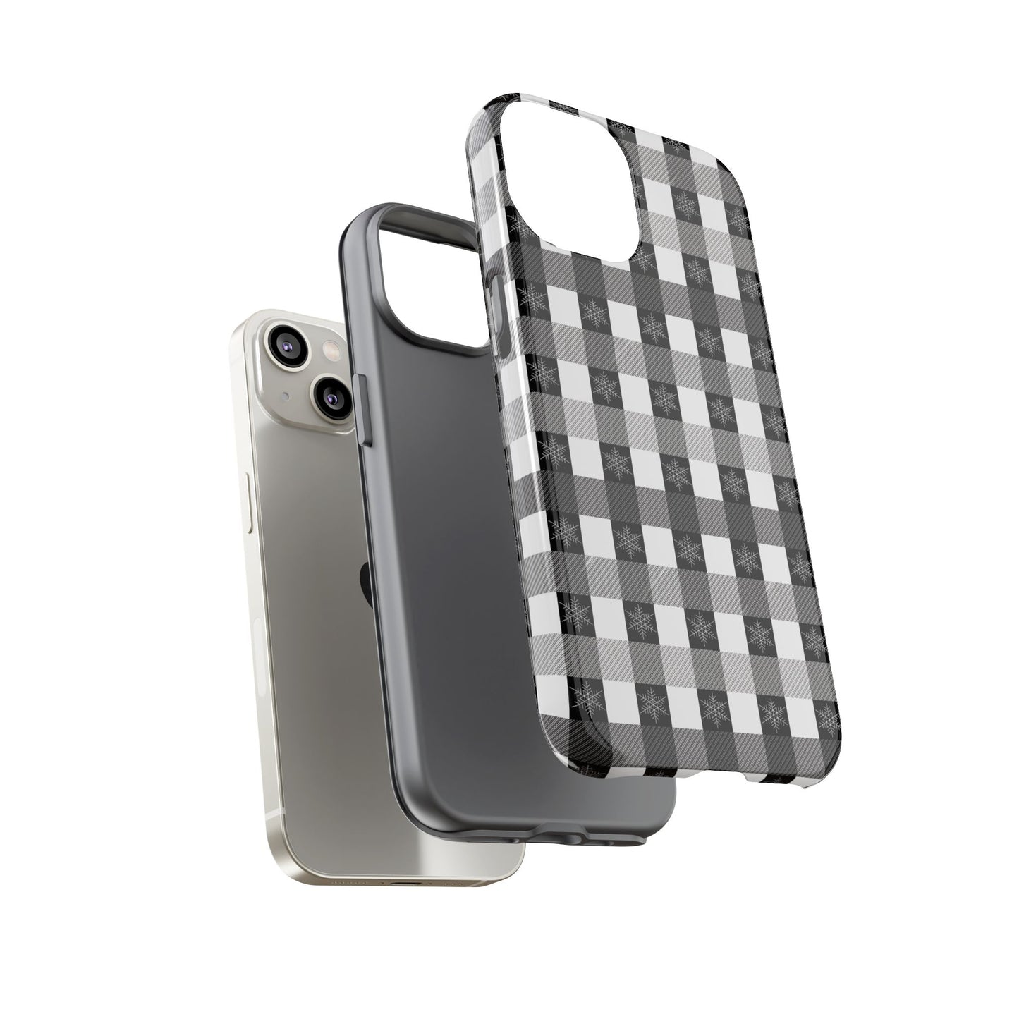 Buffalo Plaid Winter Phone Case — Black & White Checked Tough Case