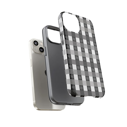 Buffalo Plaid Winter Phone Case — Black & White Checked Tough Case