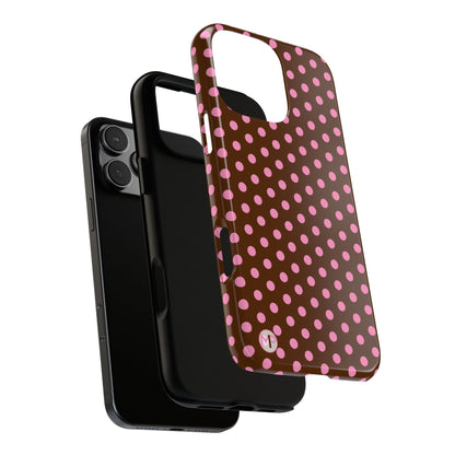 Polka Dot Tough Case — Brown with Pink Dots Phone Case