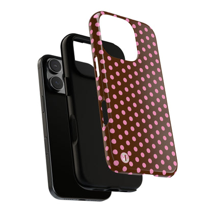 Polka Dot Tough Case — Brown with Pink Dots Phone Case