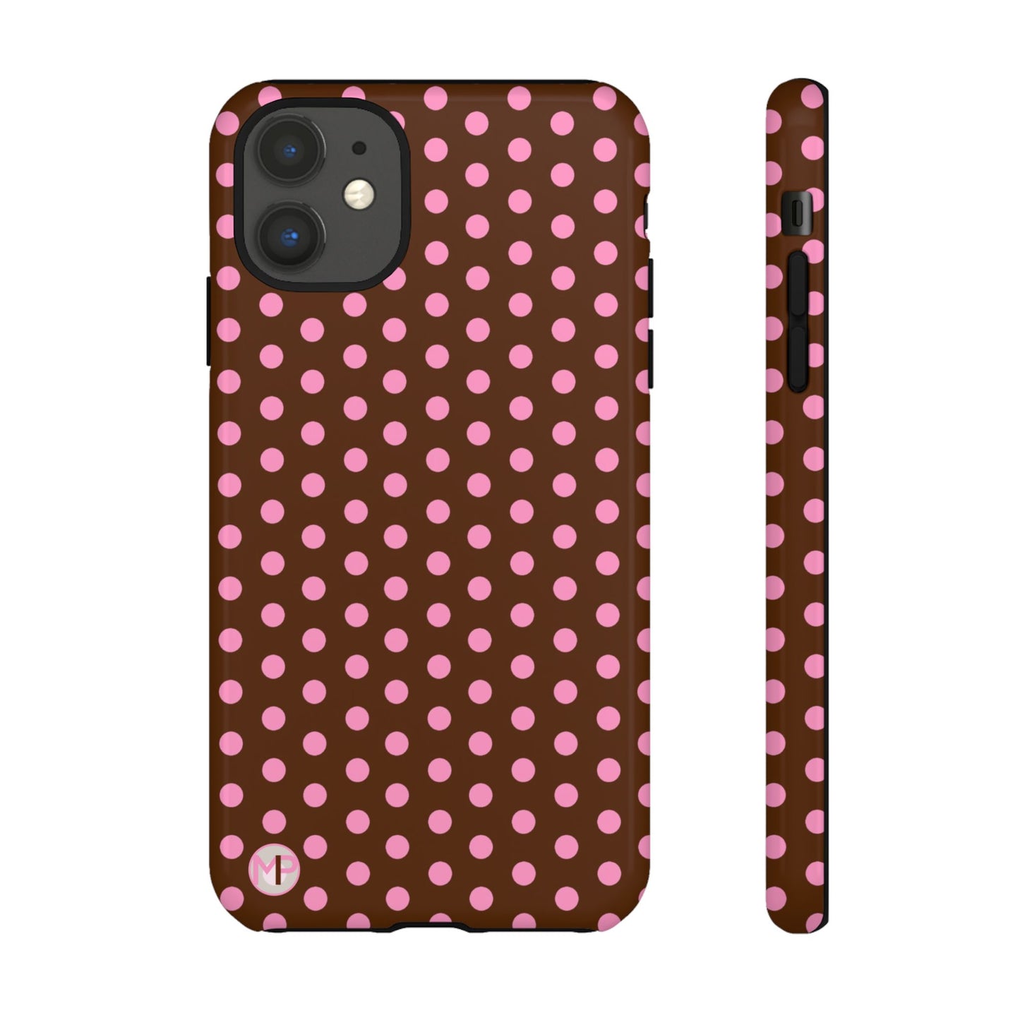Polka Dot Tough Case — Brown with Pink Dots Phone Case