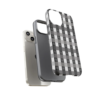 Buffalo Plaid Winter Phone Case — Black & White Checked Tough Case