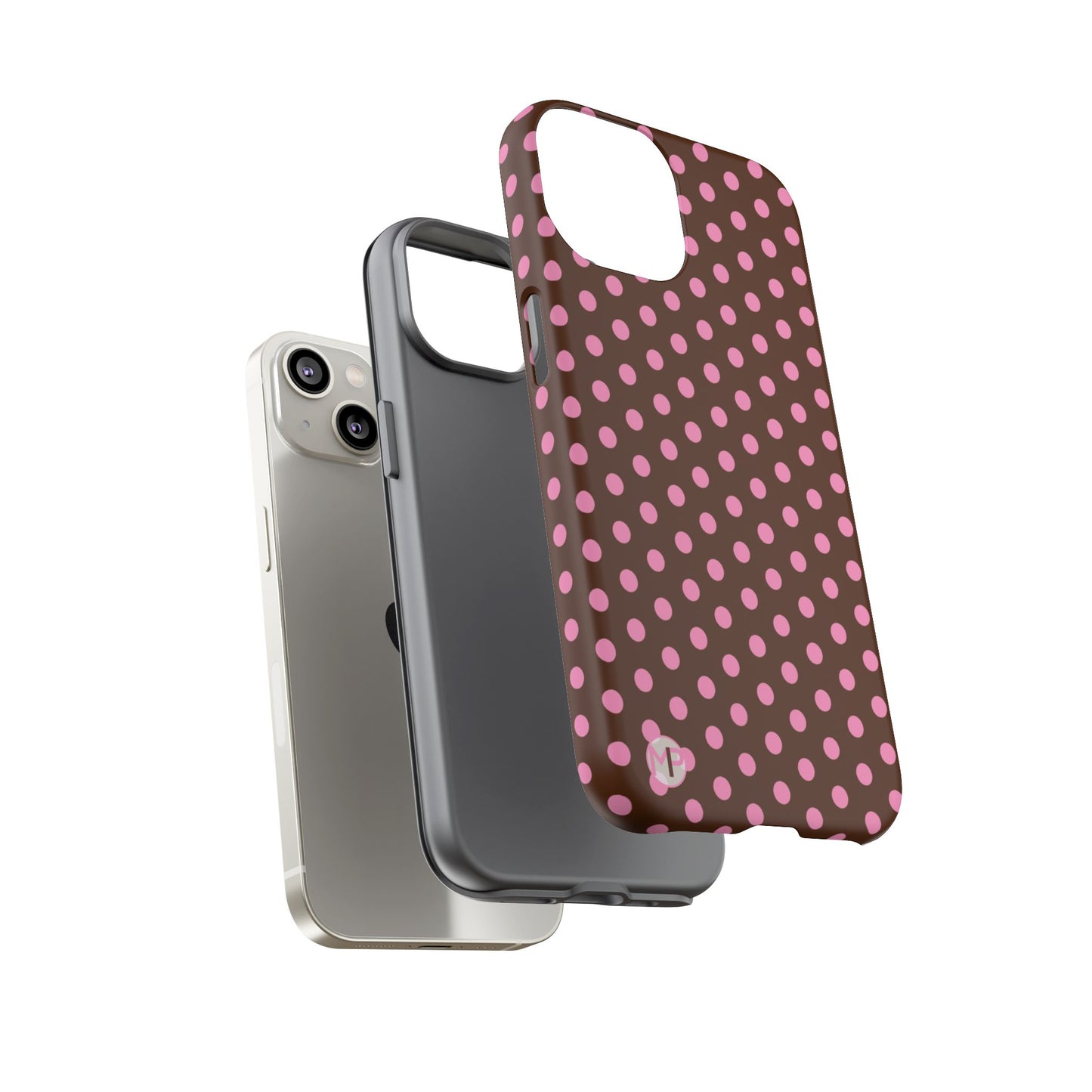 Polka Dot Tough Case — Brown with Pink Dots Phone Case