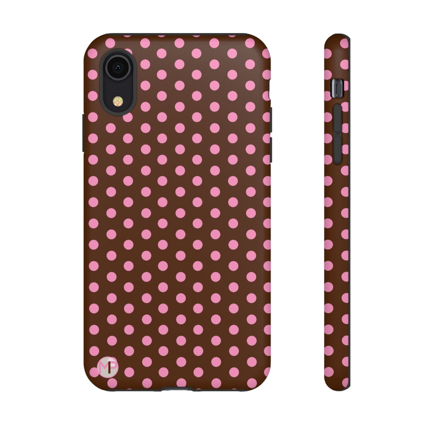 Polka Dot Tough Case — Brown with Pink Dots Phone Case