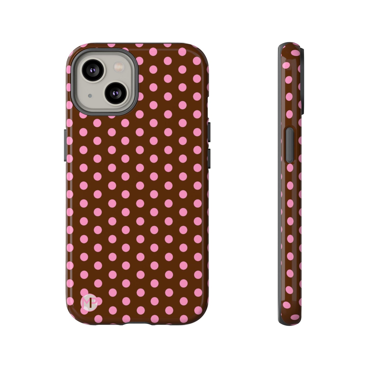 Polka Dot Tough Case — Brown with Pink Dots Phone Case
